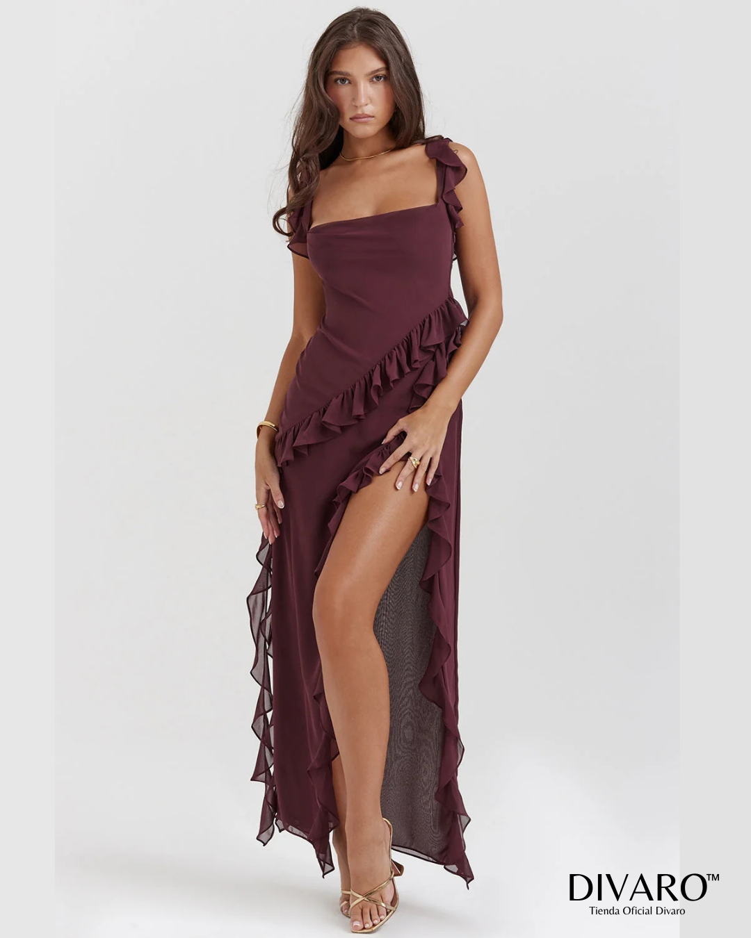 Elena - Vestido largo con olanes