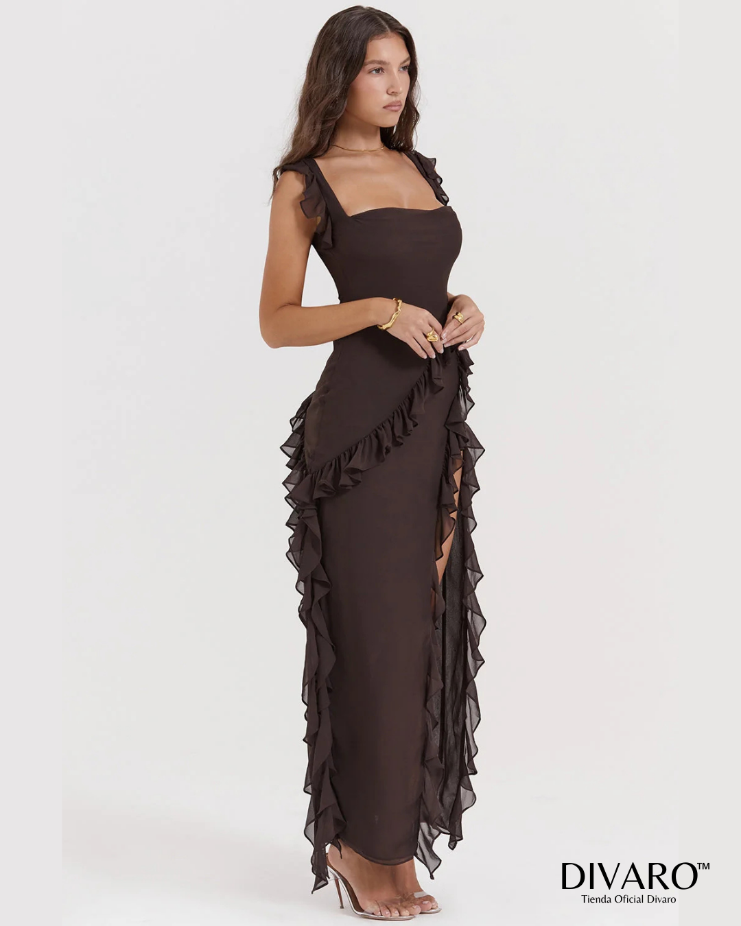 Elena - Vestido largo con olanes