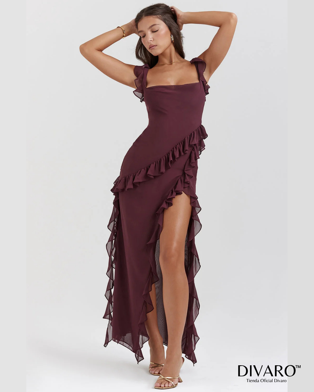 Elena - Vestido largo con olanes