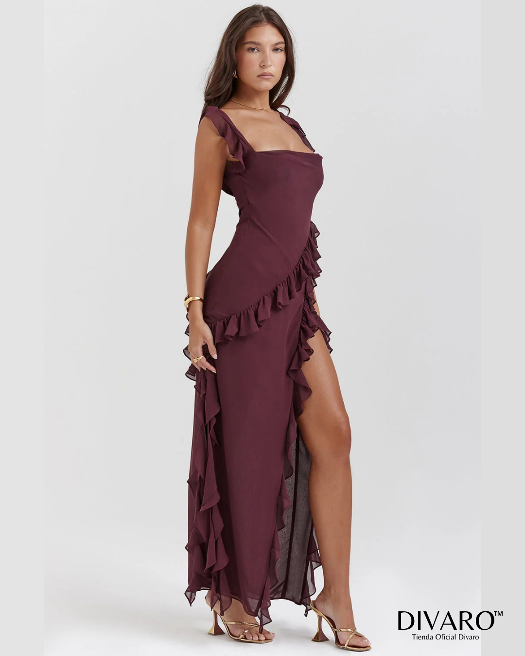 Elena - Vestido largo con olanes