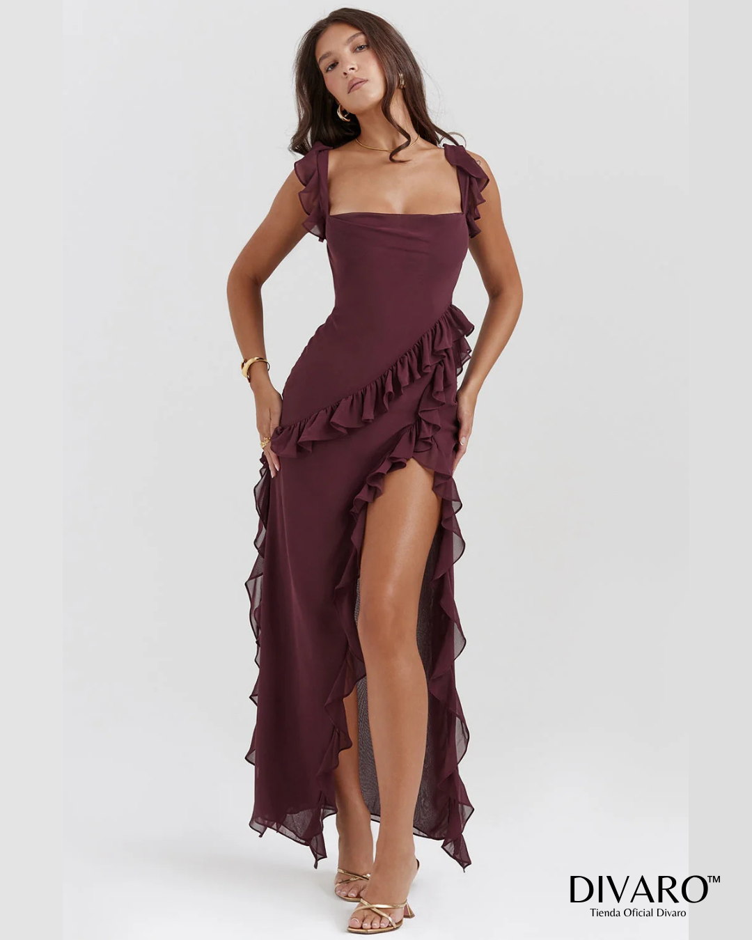 Elena - Vestido largo con olanes
