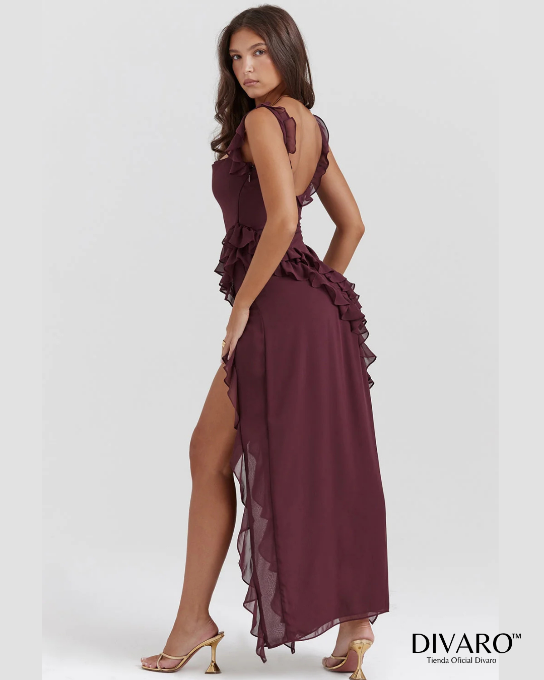 Elena - Vestido largo con olanes