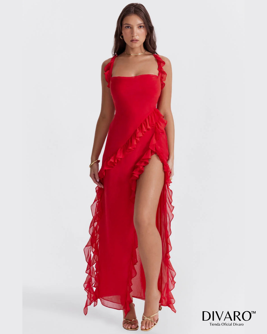 Elena - Vestido largo con olanes