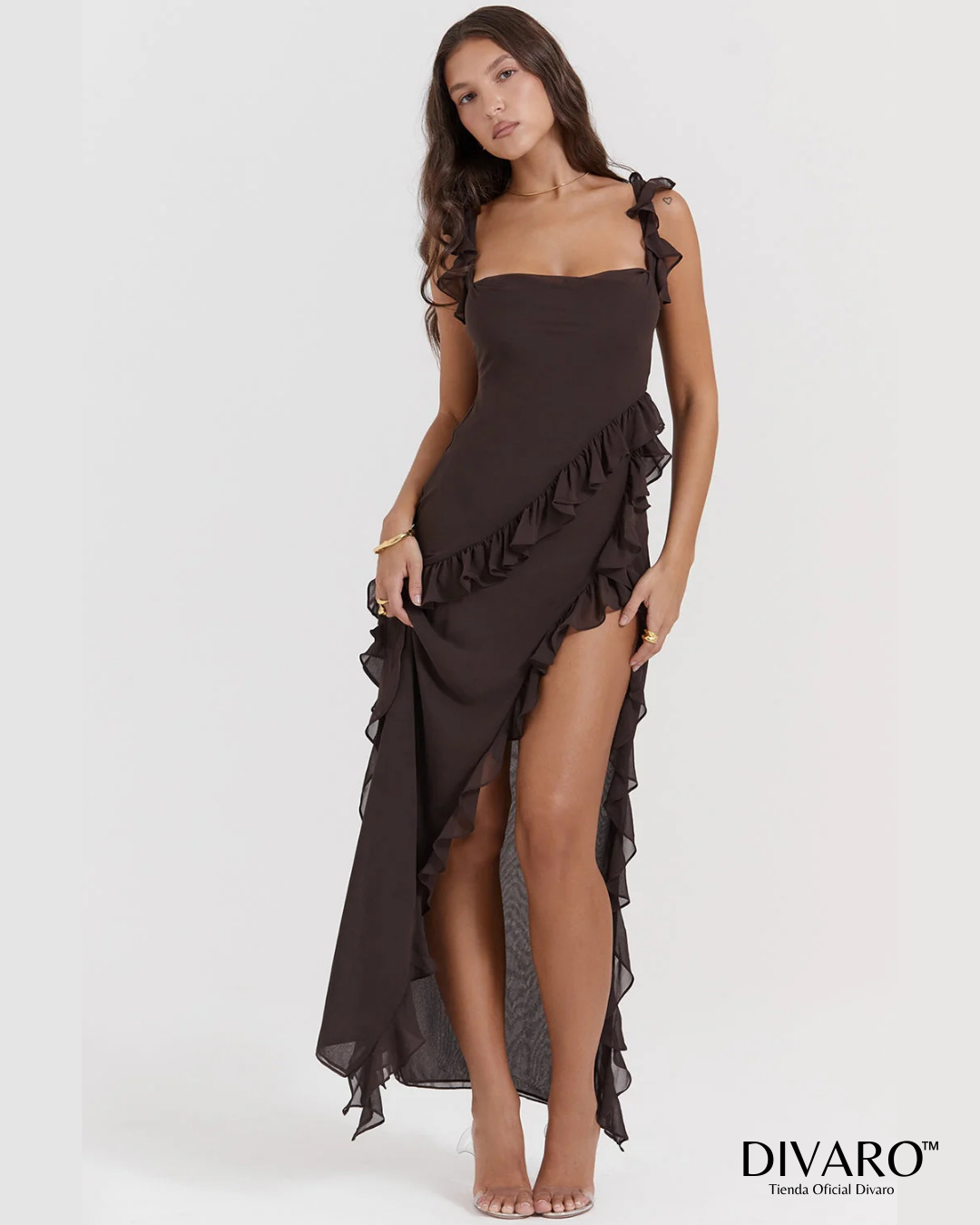 Elena - Vestido largo con olanes